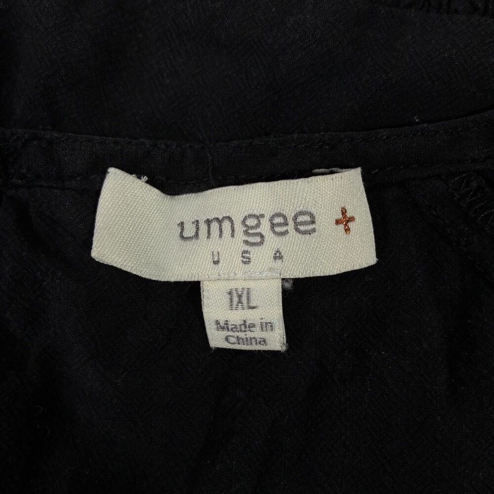 Umgee Women’s 1XL Black Mineral Wash Babydoll Linen Blend Tunic Top Boho Comfort - Picture 5 of 7
